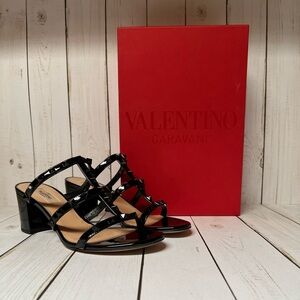 Valentino Garavani Rockstud Cage Slide Sandal Black Sz 38.5 / 8.5